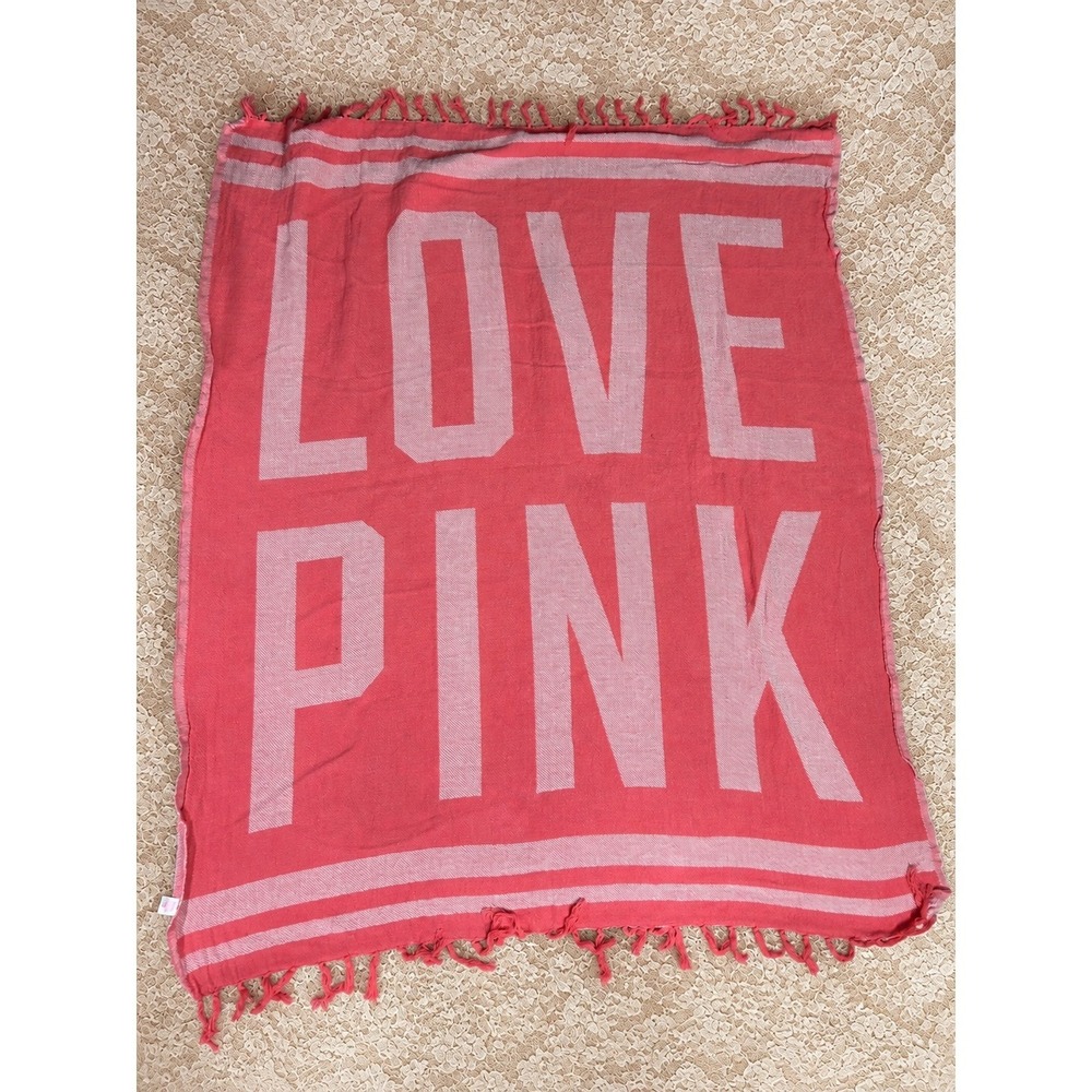 2014 Y2K Victorias Secret PINK Love Pink Throw Blanket Coral Beach 2000s